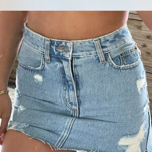 Carmar Light Blue Distressed Mini Skirt